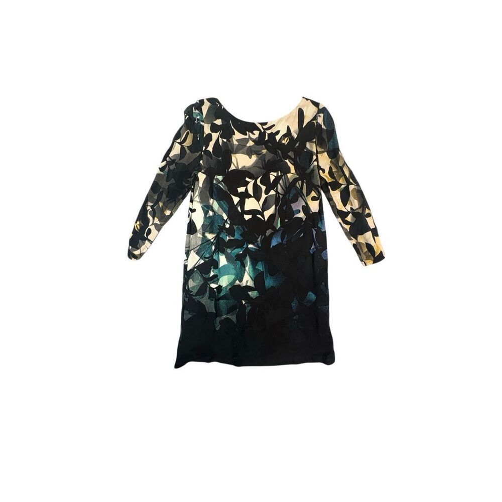 Maeve Water Color Floral Dress Women M Knee Length Tunic cut out Sleeve